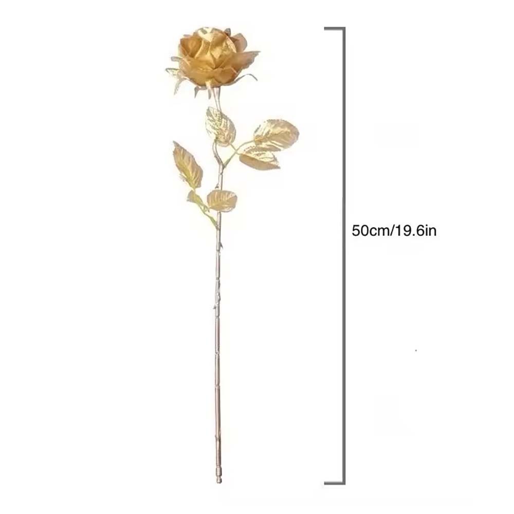 Silk Flower Golden Rose Photography Props Wedding Decoration Single Branch Rose Living Room Home Decoration Flower Hotel Decorat