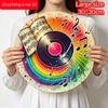 2D Flat - 1pc Vintage Round "Music Film" Metal Sign - Aluminum Wall Art with Vinyl Record & Musical Notes Design, Colorful Retro Decor for Garage