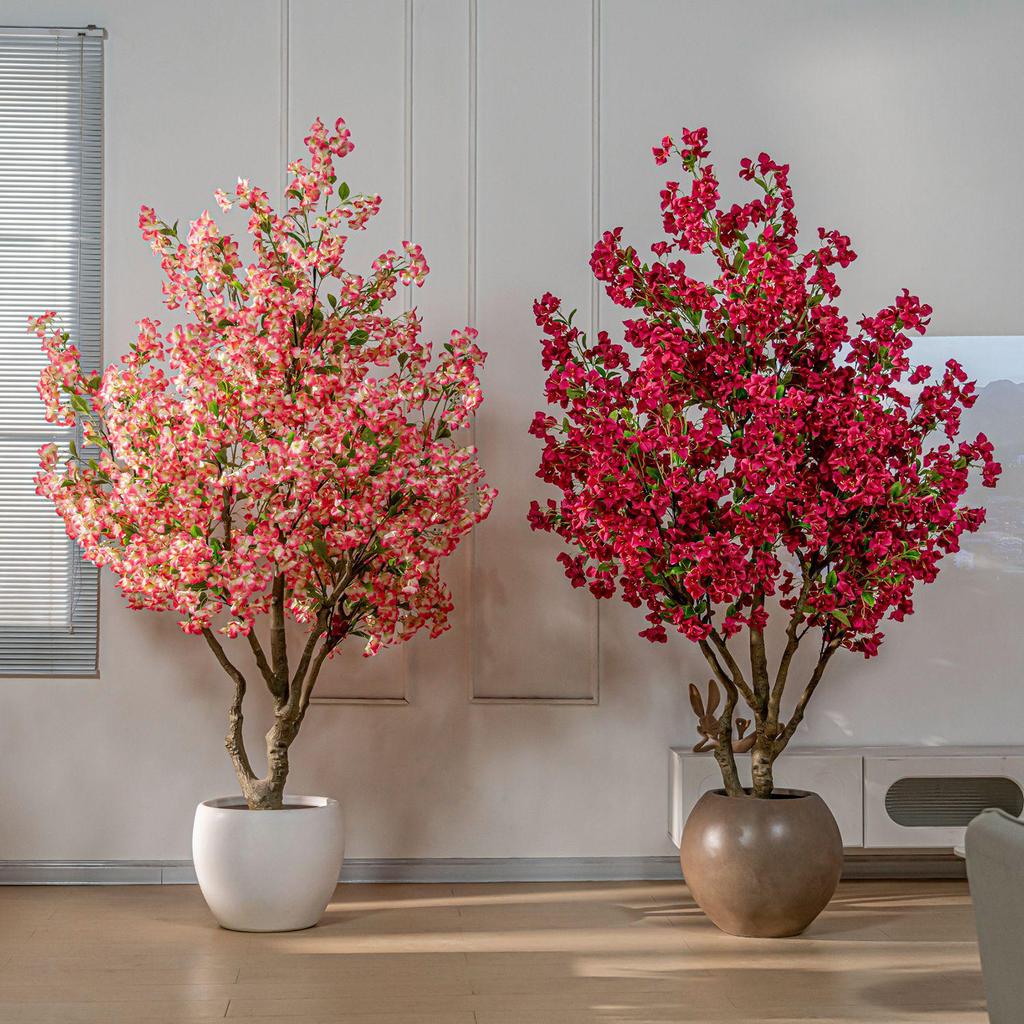 Large Artificial Bougainvillea Tree for Indoor Decoration - Potted Fake Cherry Blossom Plant Ornament
