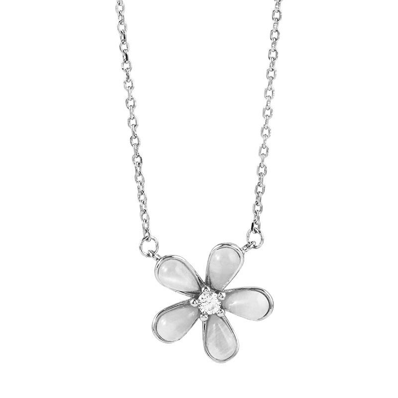 Opal flower necklace women's niche design sense simple collarbone chain jewelry