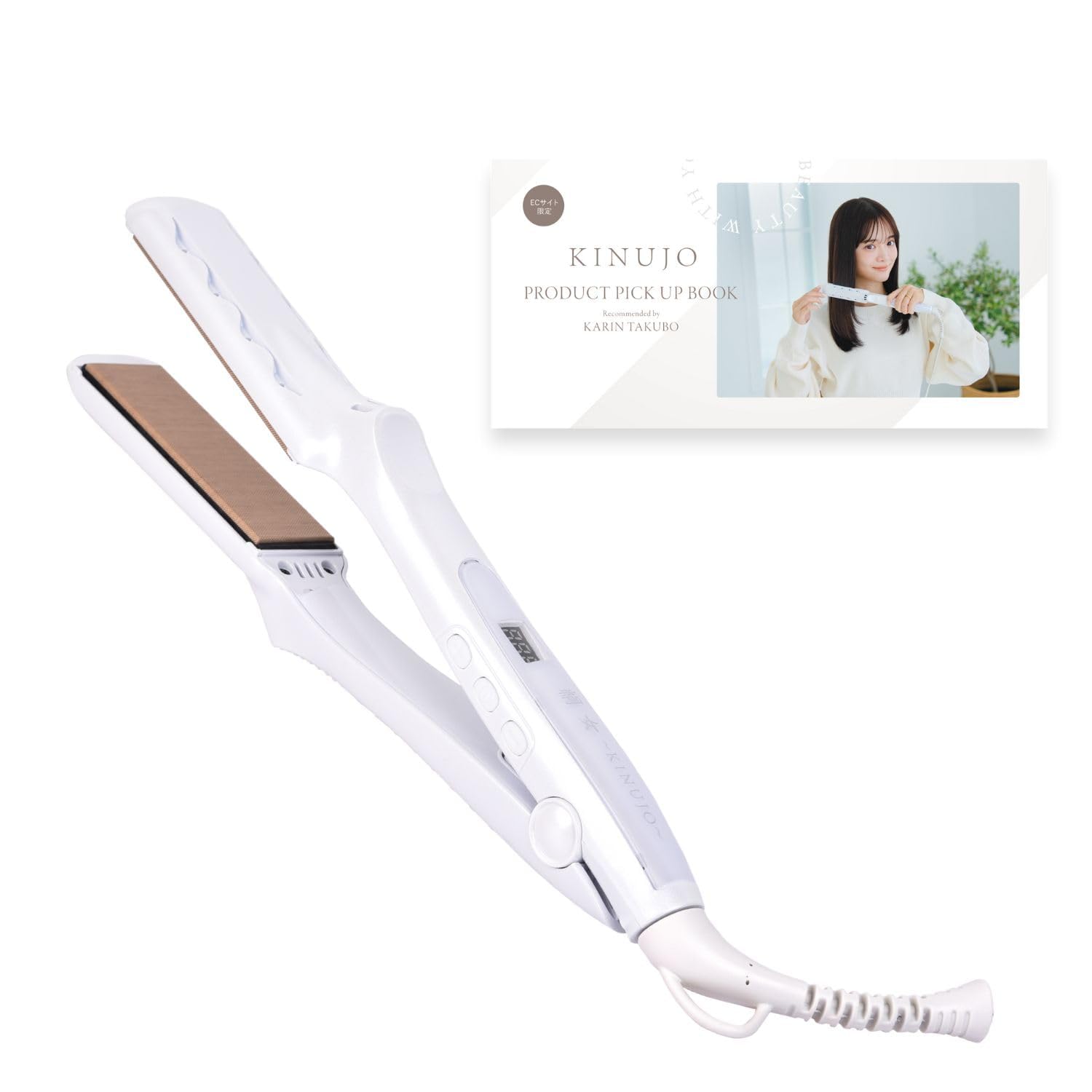 

EC Exclusive Collaboration Guidebook KINUJO Straight Hair Iron Hair Care Digital Temperature Auto Silk Fast Easy to Clean [Official Included] - &
