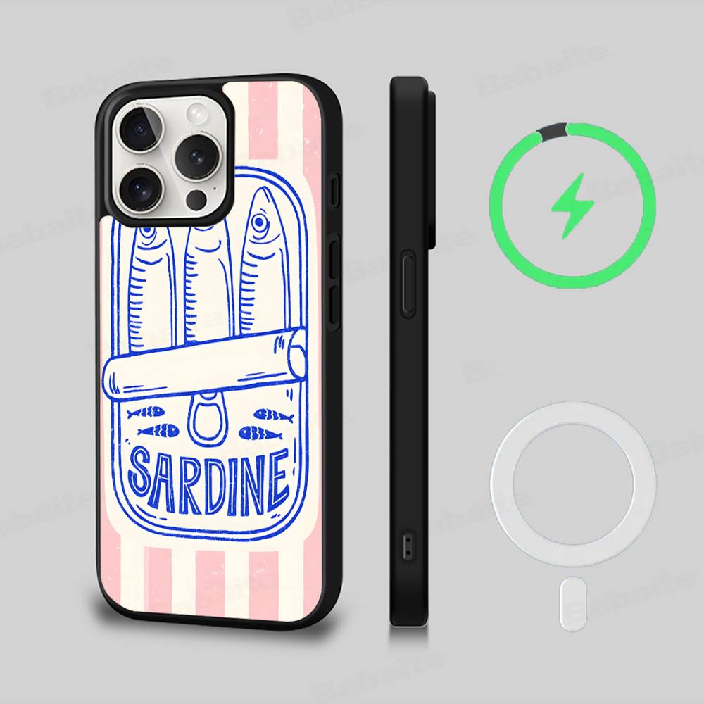 Sardines For Magesafe Magnetic Wireless Charge Case For IPhone 17 16 11 12 13 14 15 Pro Max Plus