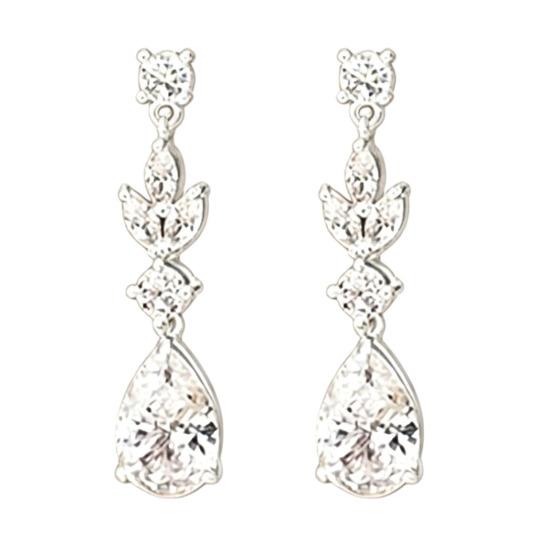 1 Paar Hängeohrringe Zirkonia-Intarsien Wassertropfen-Design Funkelnde Brautohrringe Hochzeitsfeier Schmuck-Essentials