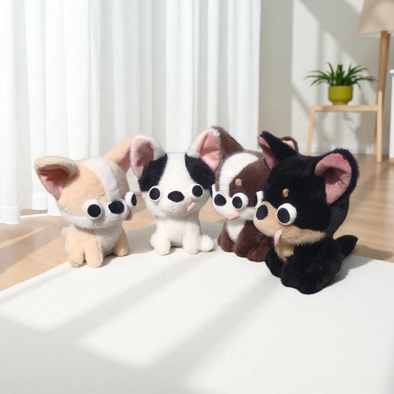 15cm Lovely Chihuahua Plush Doll Big Eyes Stick Out Tongue Table Companion Stuffed Simulation Cute Toy Delicate Birthday Gifts