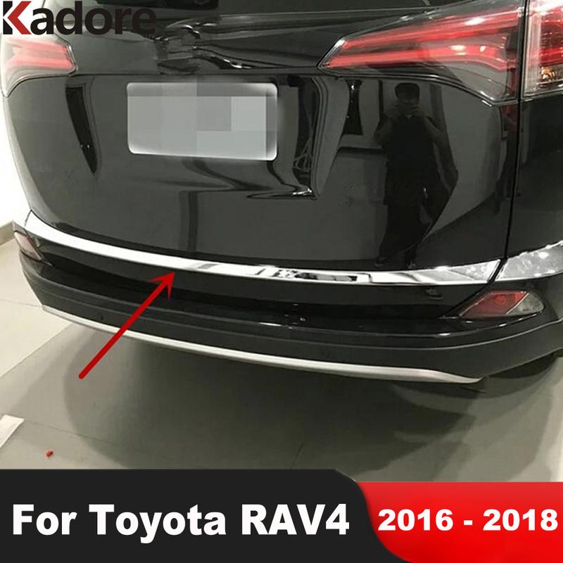 Rear Trunk Lid Cover Trim For Toyota RAV4 RAV 4 2016 2017 2018 Chrome Tailgate Molding Garnish Strip Car Accessories
