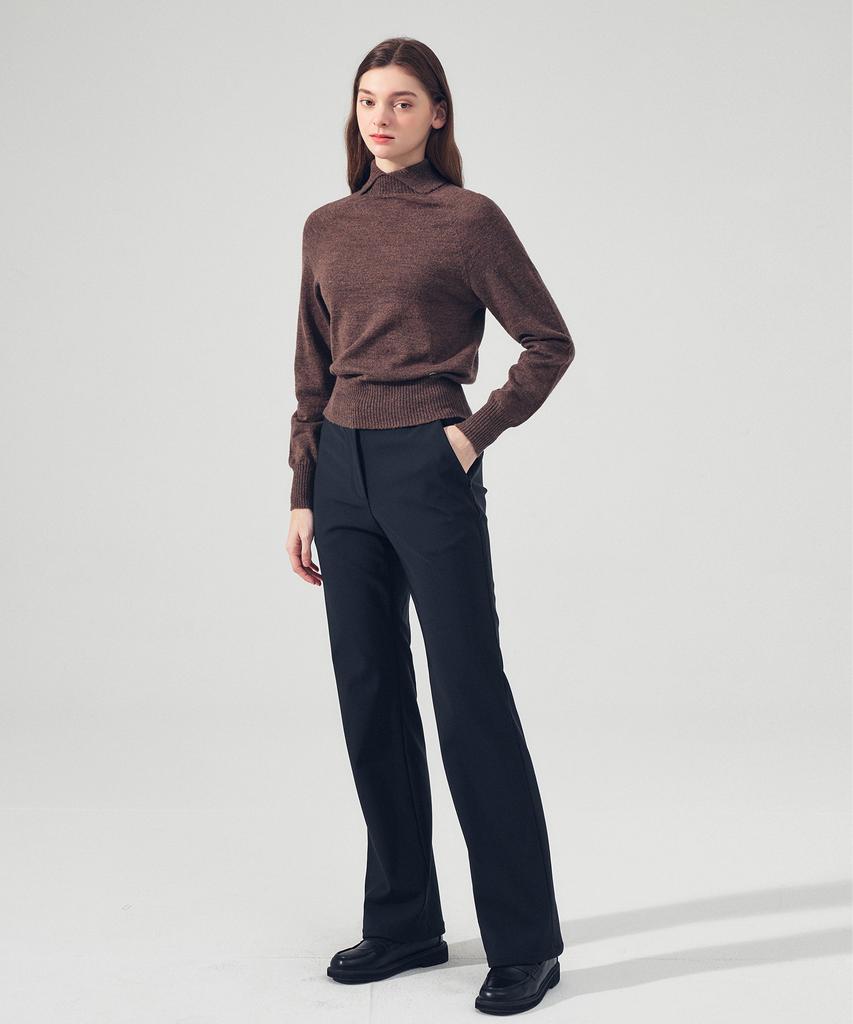 LORDLOAR Elastic Bonding Straight Slacks Black