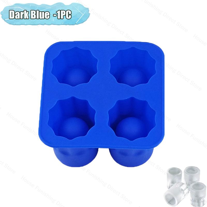 4 Cup Shape Silicone Ice Cube Mold Tray Summer Bar Party DIY Cold Drink Ice Compartment Mold Ice Cup Ice Cube Tray Kitchen Tool