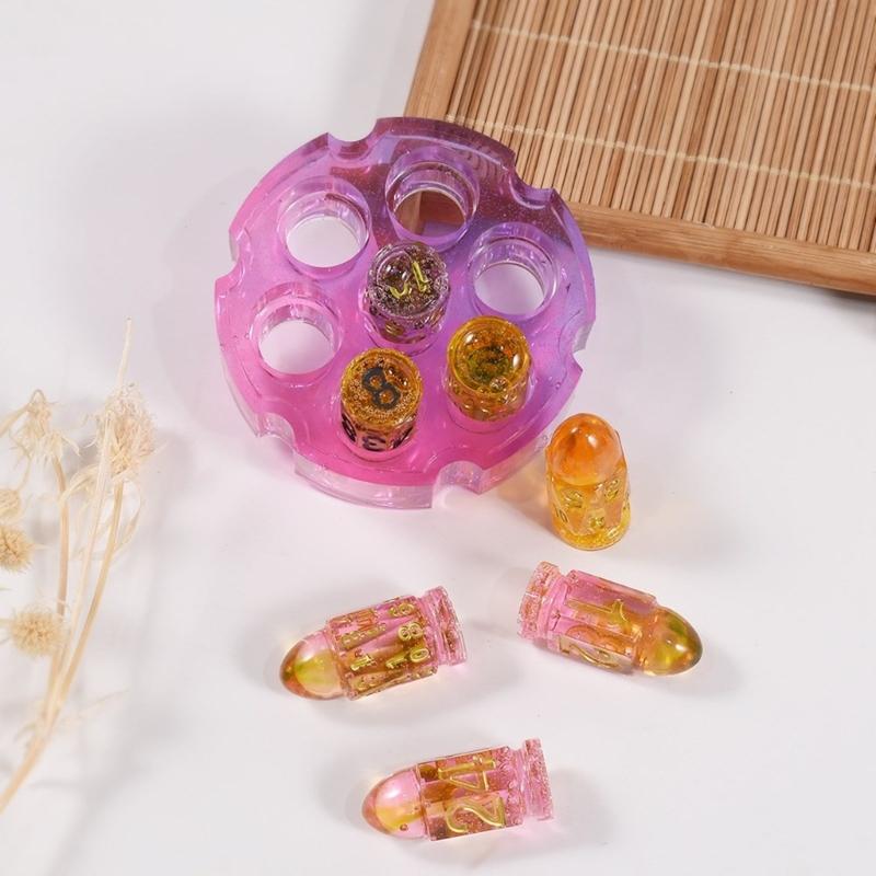 7 Hole Bullet Head Dices Mold Dices Storgae Box Silicone Molds DIY Crystal Epoxy Resin Mold Digital Game Easy To Release