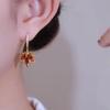 Red Maple Leaf 1011 New Year Earrings, Elegant Versatile for Autumn and Winter, Niche Design for Women, Ear Hooks, Ear Stitch Trendy Style