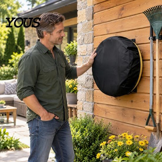 Garden Hose Reel Cover for Wall Mounted Holder, Heavy Duty Waterproof Outdoor Holder Protector Oxford Fabric Cover, Dustproof Sunproof 5/8"x50-100ft