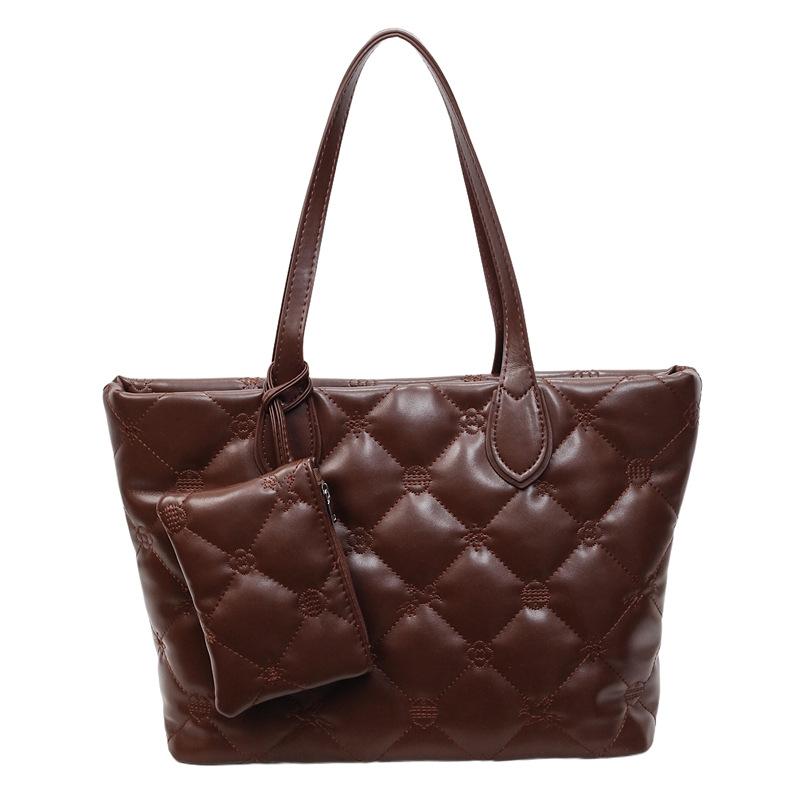 

Повсякденна сумка через плече для поїздок на роботу, ручна сумка-тоут, жіноча велика сумка ромбовидної форми кавовий