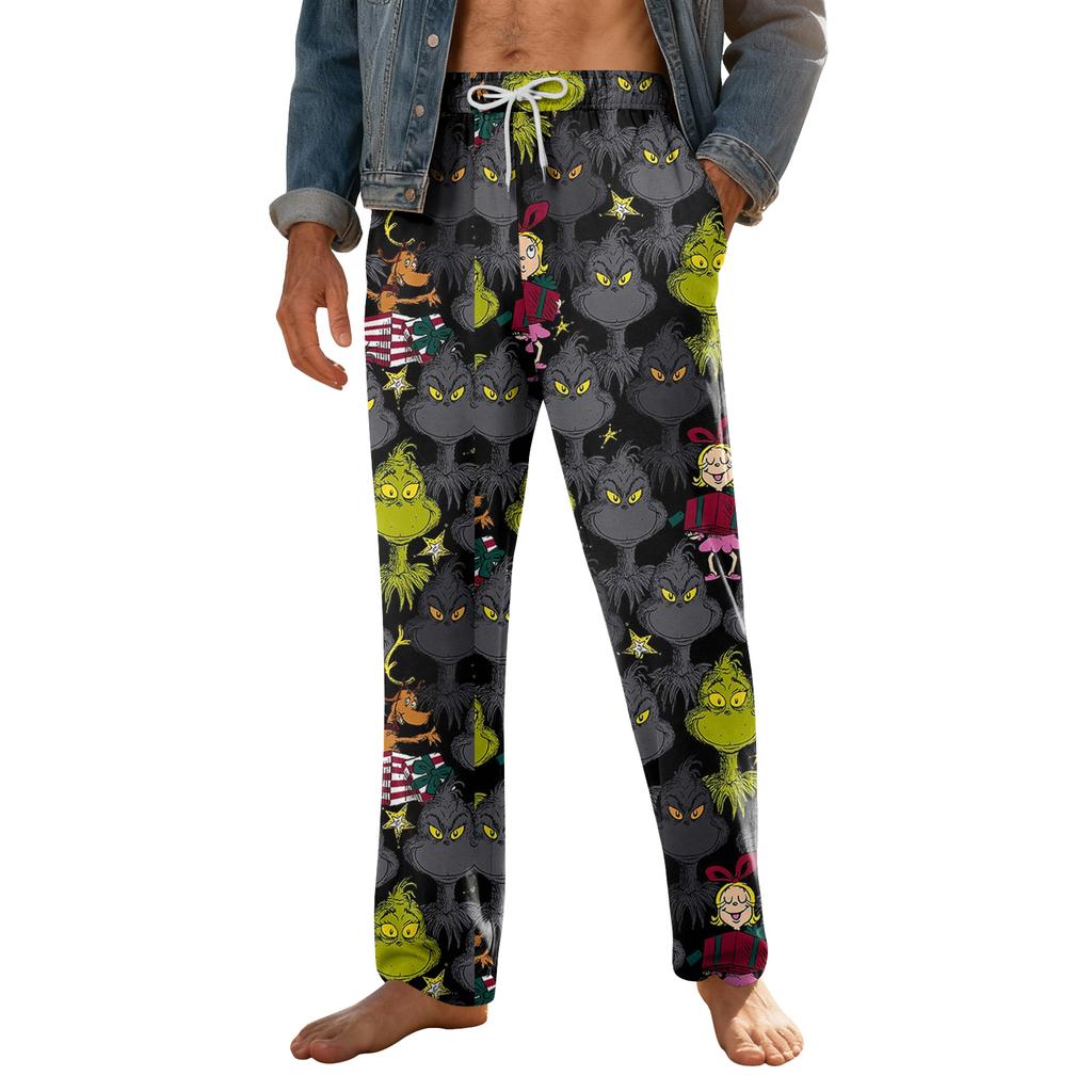 Pánské domácí měkké pyžamové kalhoty se stahovací šňůrkou s kapsami Sportovní kalhoty pro volný čas