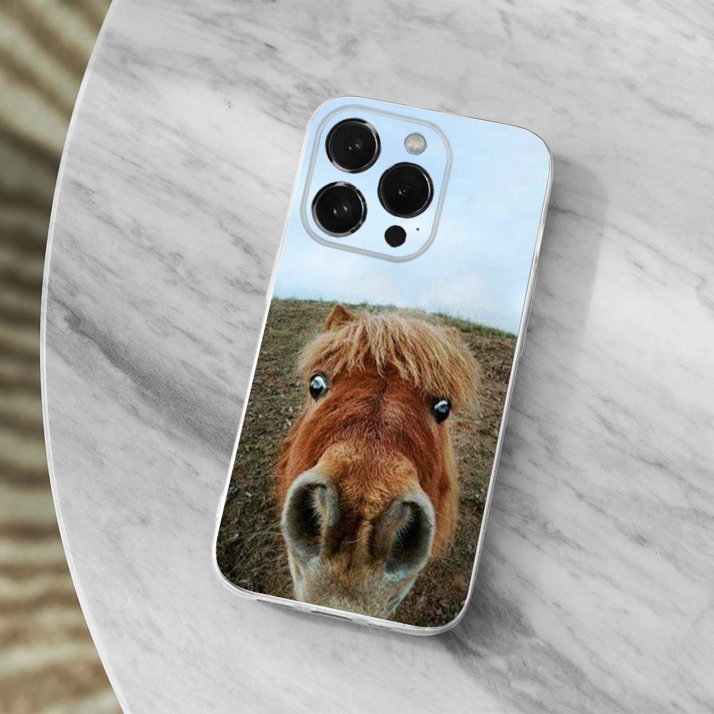 

Funny Art Horse Animal Phone Case For iPhone,14,13,XR,SE,12,15,Pro,Max,Plus,11,17,16,X,XS,Mini Transparent Soft Cover iPhone16