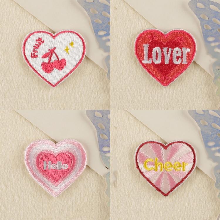 16pack Unique Heart Patches Luxurious Embroidery Patches Personality Appliques for Creative Projects