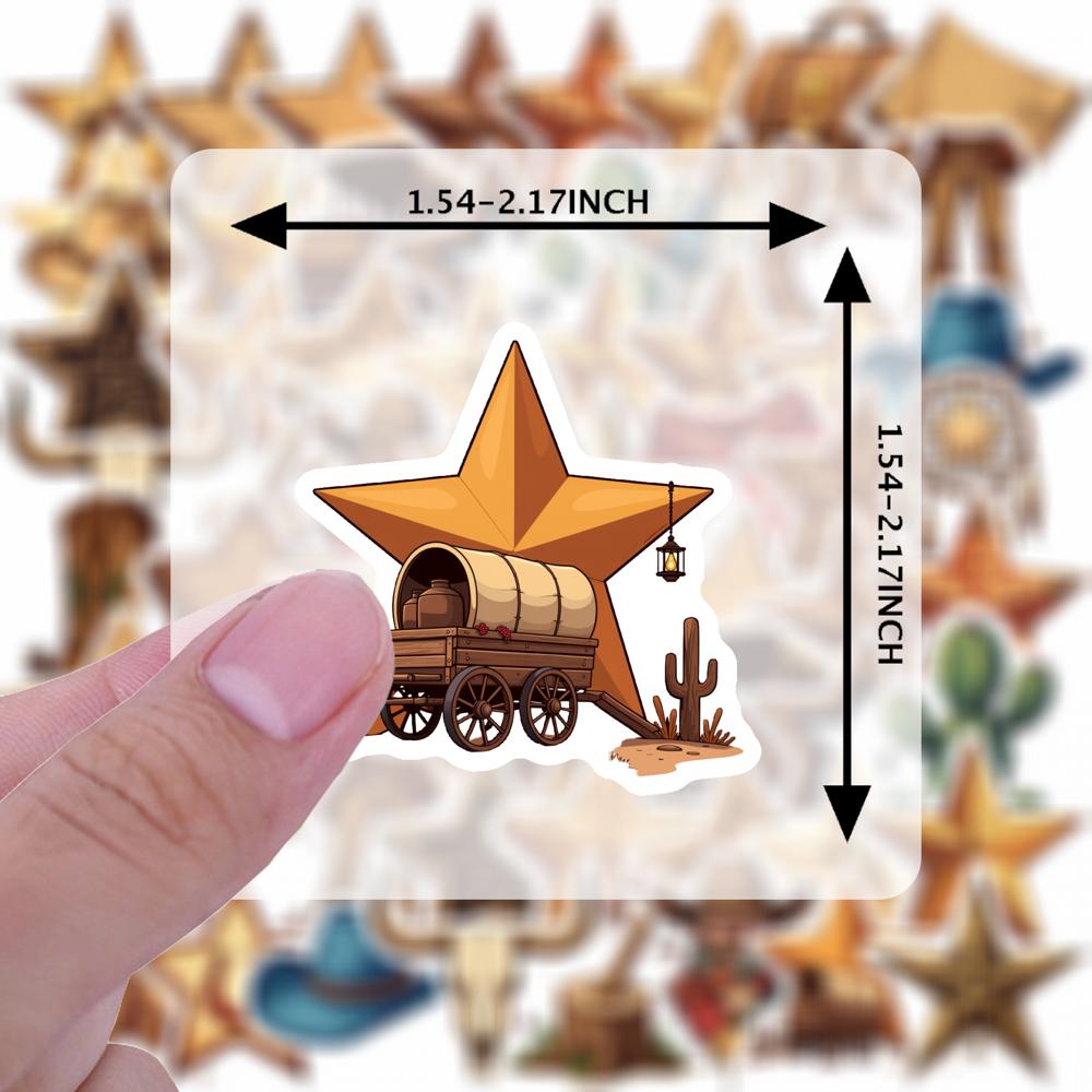 35pcs-150pcs Western Western Decals Vintage Star Star Sticker Pack Cowboy Stickers For Phone Laptop