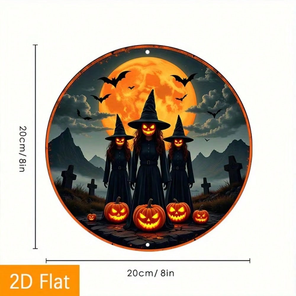 Halloween Witch Metal Sign Vintage Decor Wall Art Home Party TYA13994-20X20CM