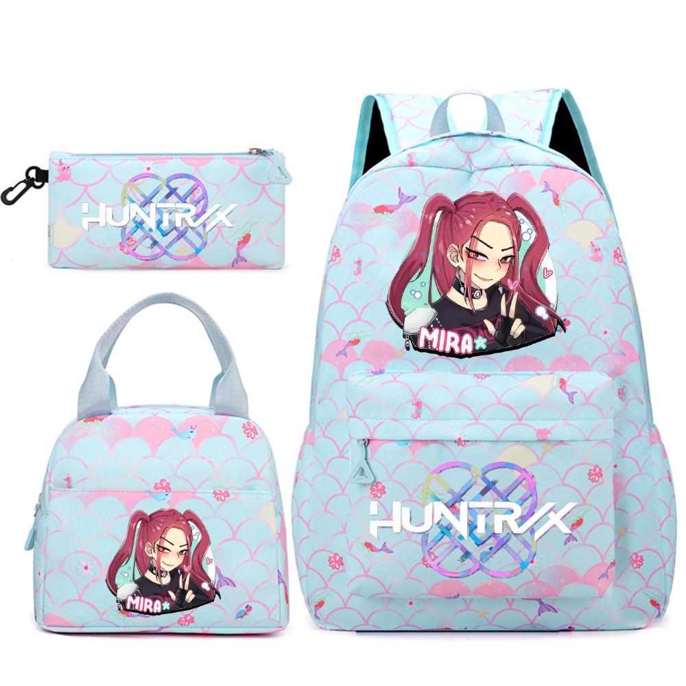 3Pcs/set Cute Kpop Printed Backpack Handbag Pencil Case for Teenger Student Girl Boy Schoolbag Kid Bookbag Large Capacity Travel Bag Gift Mochila