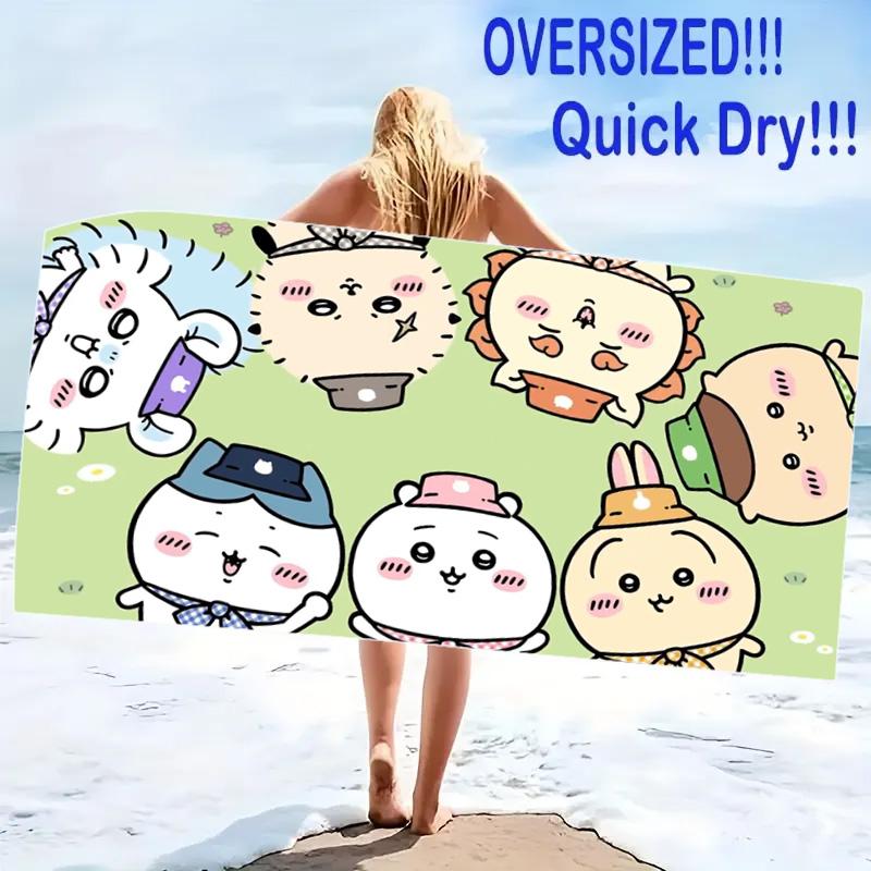 CHIIKWAWA Print Beach Towel, Large Soft Quick Dry Towel for Beach Camping Swimming