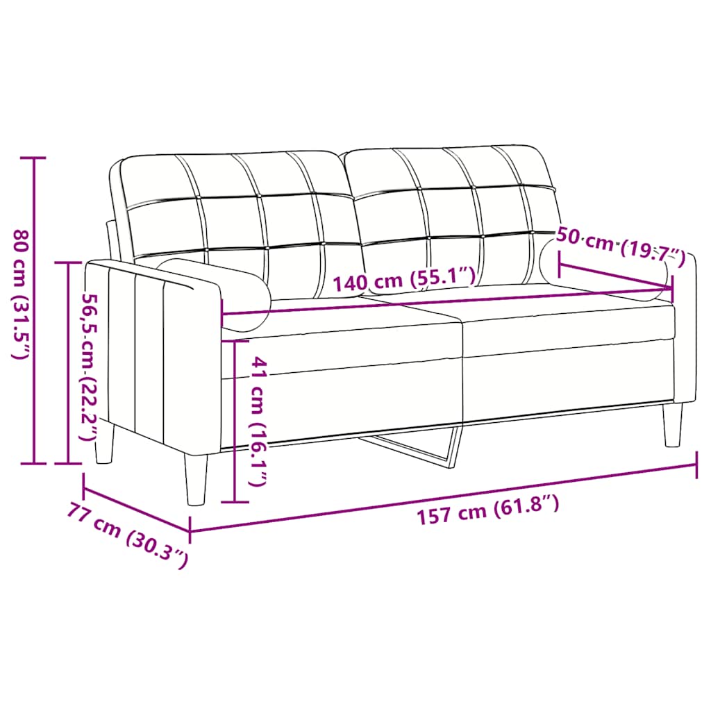 2 Seater Sofa with Decorative Cushions Blue 140 Cm Velvet
