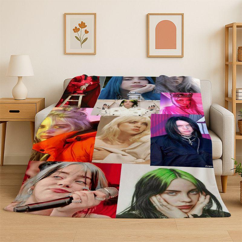 Famosa Cantante Billie Eilish Star Morbida Coperta Plaid in Flanella, Coperta Calda e Accogliente per Letto, Divano, Divanetto, Camera da Letto, Soggiorno, Viaggio