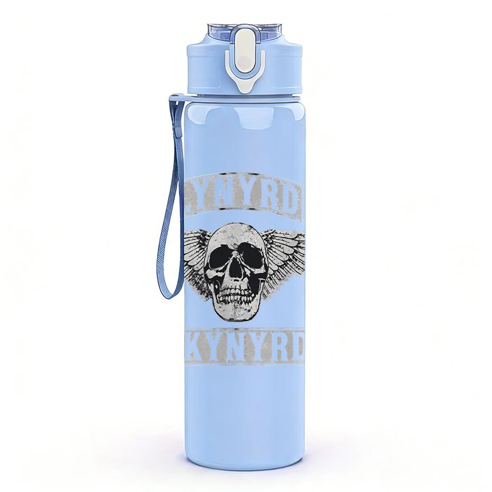 1PC Skull Wing Ornate Biker Retro Print 750ml Portable Sports Water Bottle Leakproof Gym Outdoor Travel Drink Cup