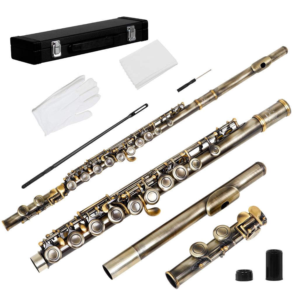 SLADE C Key Flute 16 Closed Holes Flute Antique Copper High Quality Professional Transverse Flute Concert Woodwind Instrument