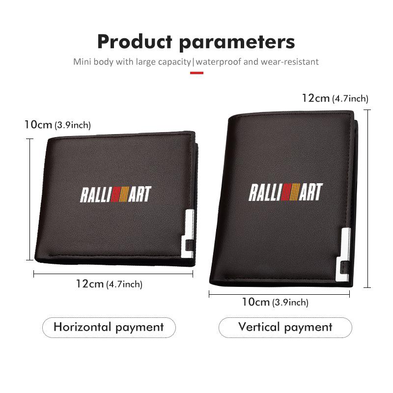 Men Leather Zipper Wallet Coin Pocket Vintage Big Capacity Male Short Money Purse For Mitsubishi Outlander Lancer Eclipse Mirage