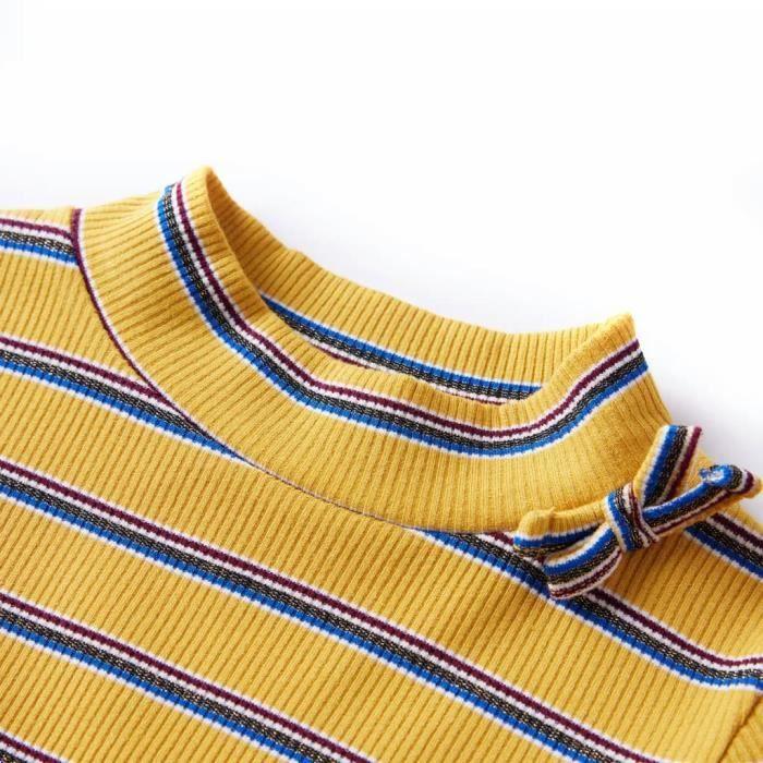 Children's Long-sleeved T-shirt with 2-color Stripes and 5 Sizes Available