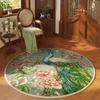 Peacock Circular Carpet High-end and Light Luxury Rug Living Room Bedroom Winter Warmth Anti Slip Mat Home Decoration