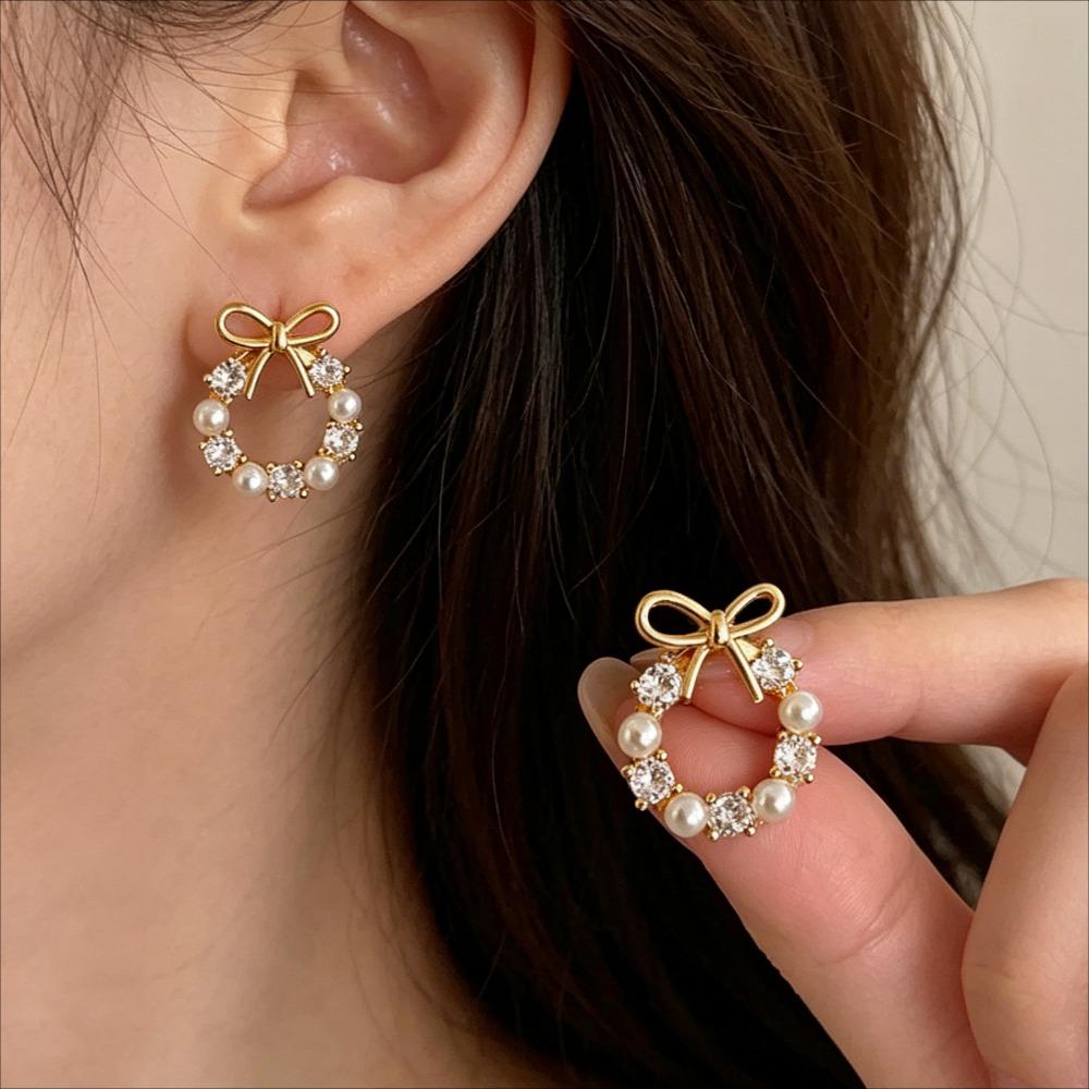Fashion Bow Earrings Set European American Style for Party Carnival Banquet Festival Travel Gift for Women