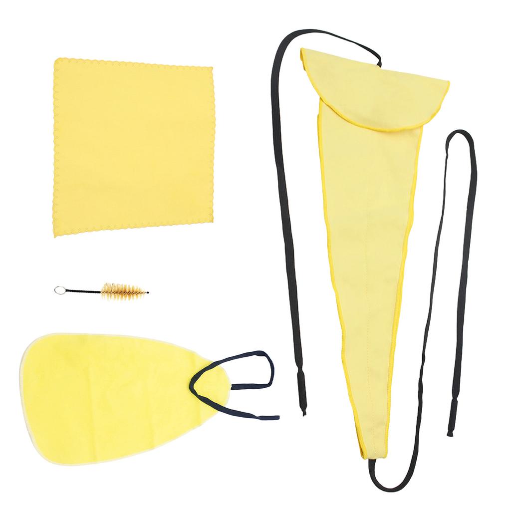 4Pcs Sax Mouthpiece Brush Kit Lightweight Portable Reliable Wiping Cloth Saxophone Cleaning Set for Sax Yellow