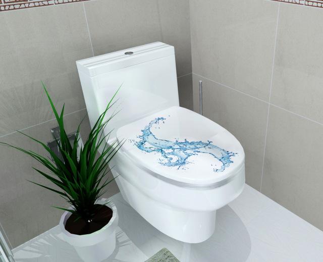 Autocollants de Toilette Imprimés en 3D Décalcomanie Décoration Murale Tabouret de Toilette Autocollant de Commode Décoration de Salle de Bain Pedestal WC Couvercle de Cuvette