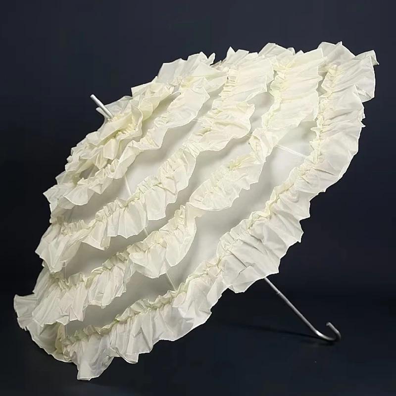 Ombrello Nordico Bianco Lungo da Donna per Matrimonio Ragazza Metallo Lusso Ombrello da Sole per Donne Guarda Chuva Idee Regalo SY338