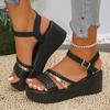 Sandali con Zeppa Intrecciati alla Moda per Donna Estate 2026 Sandali Neri con Cinturino alla Caviglia Piattaforma Donna Suola Spessa Antiscivolo Sandali da Spiaggia