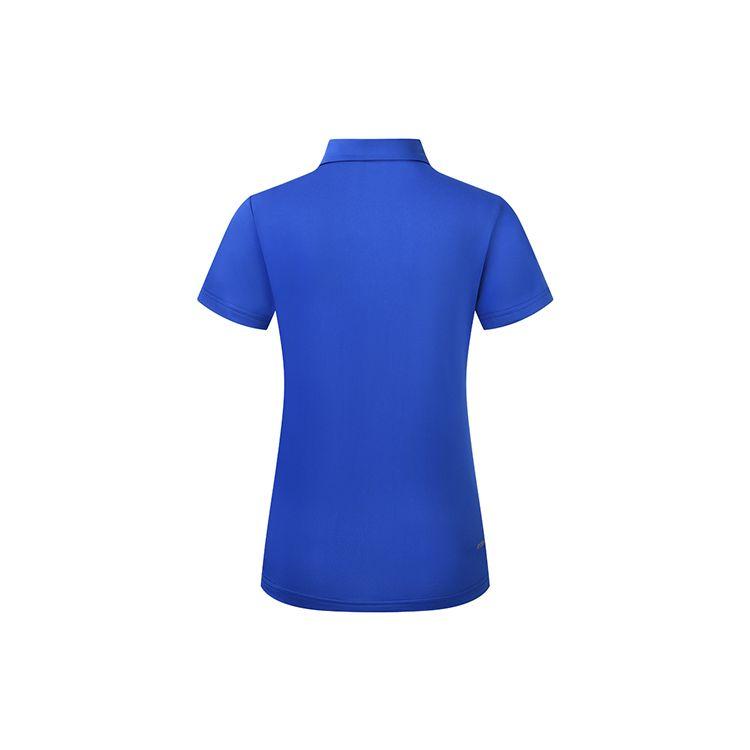 Li Ning Badminton Series Solid Color Casual Training Sports Polo Shirt Women Tops Guangdong-Blue APLQ176-5
