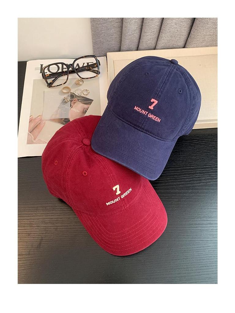 Korean-Style Embroidered Baseball Cap for Women - Wide Brim, Face-Slimming, Plus Size, Deep Sunshade Duckbill Hat