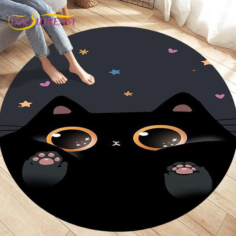 3D Cartoon Cute Cat Area Rug,Round Carpet Rug for Living Room BedRoom Sofa Chair,Kids Play Crawl Soft Non-slip Floor Mat Gift