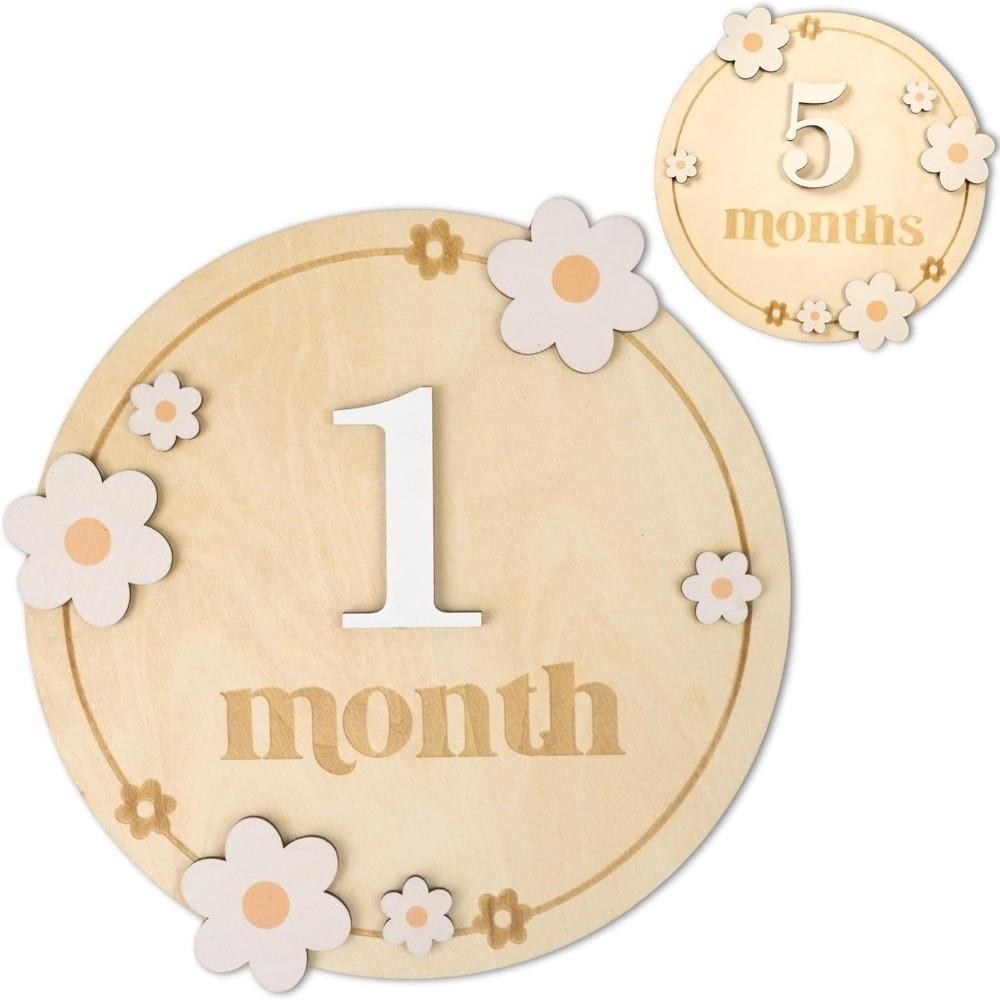 Wooden Milestone Photo Props Number Month Newborn Photography Props for Girls Boys