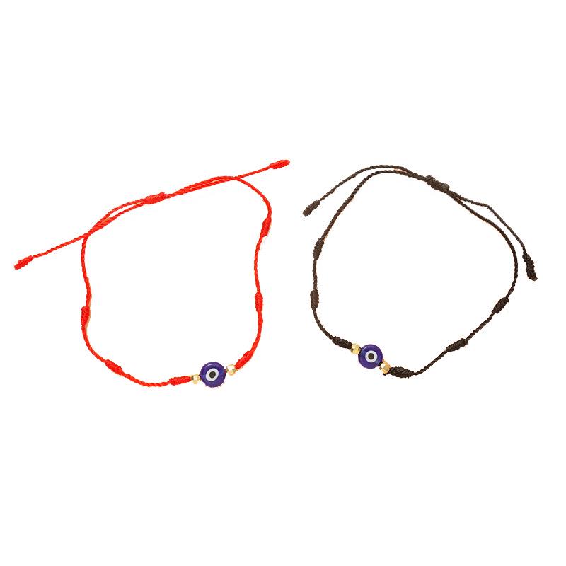 7-Knot Red Cord Evil Eye Bracelet – European & American Style, Woven Couple Jewelry