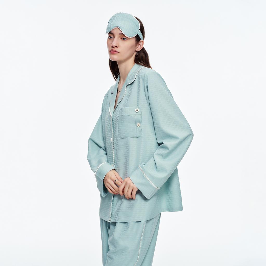 Customized pajamas women's spring and autumn high-end grinding loose casual long-sleeved suit trousers loungewear
