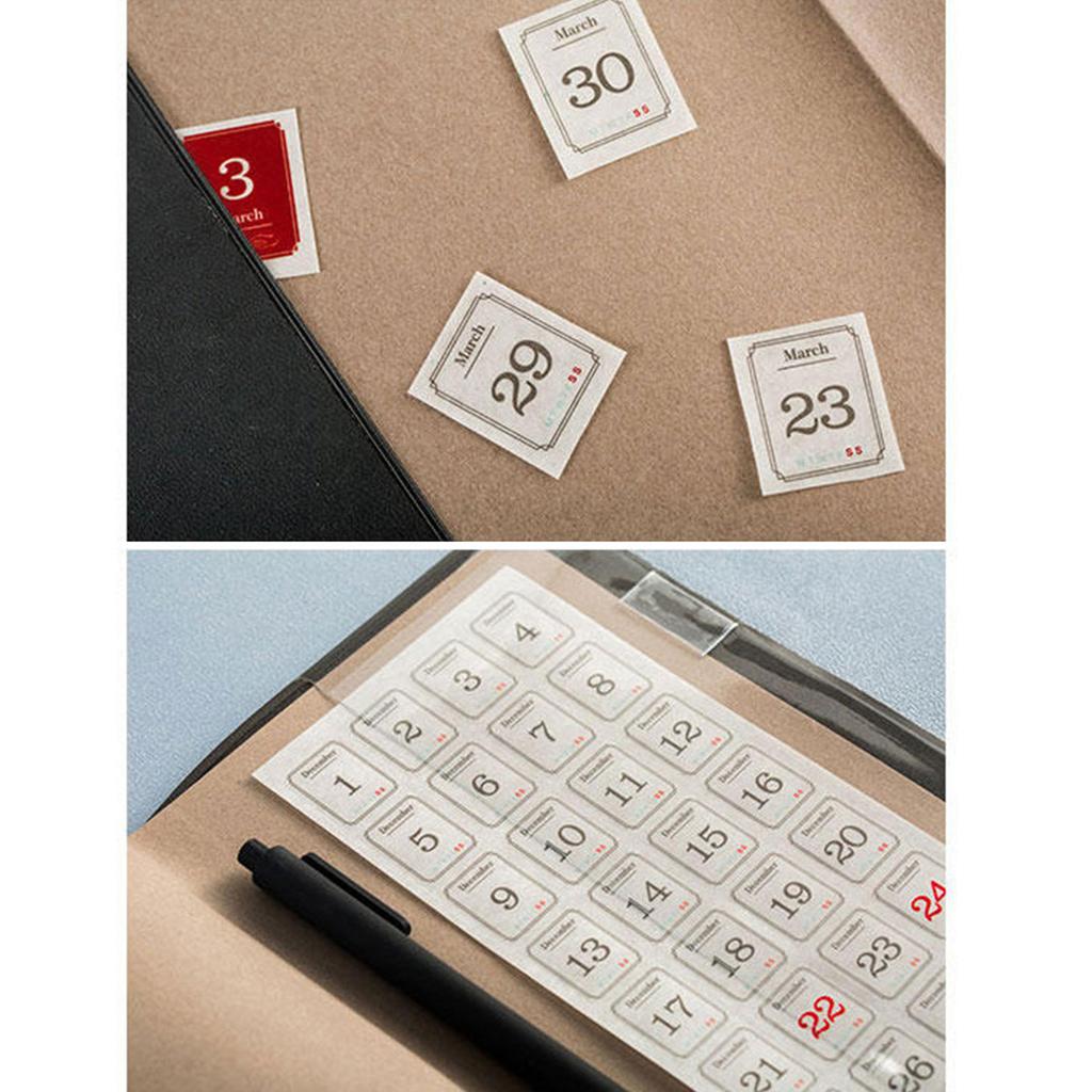 12 Sheets 365 Daily Planner Numbers Sticker 12 Month Planner Date Sticker Calendar Sticker Decorative Planner Sticker