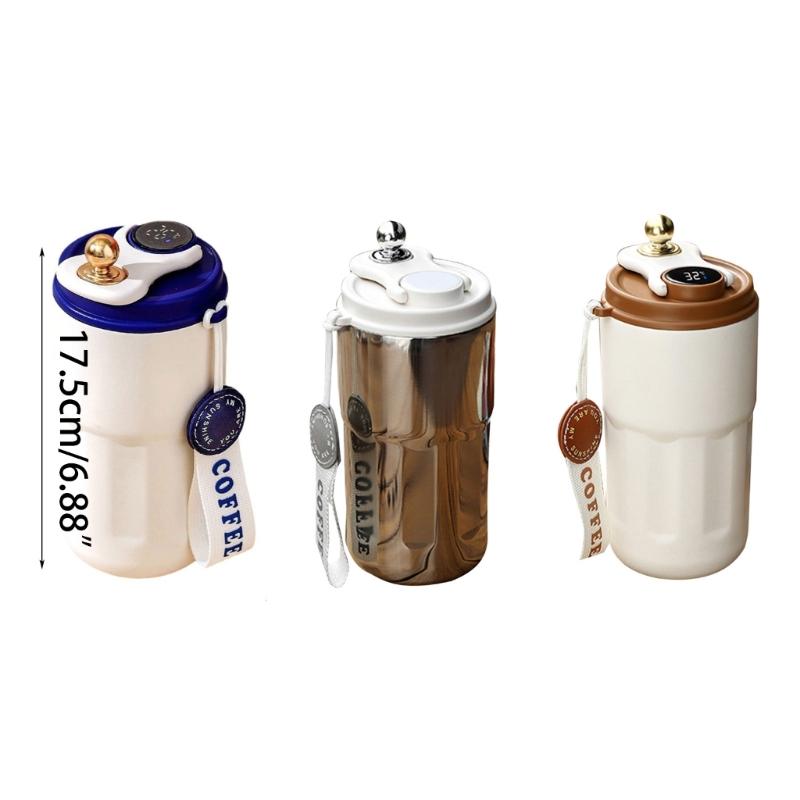 Portable Travel Mug Vacuum Coffee Bottle with Temperature Display Spill Proof Coffee Leak Proof Tumbler Cup