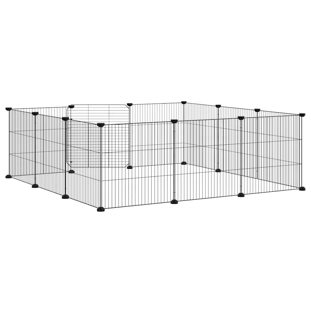 12 Panel Pet Cage with Door Black 35 x 35 cm Steel