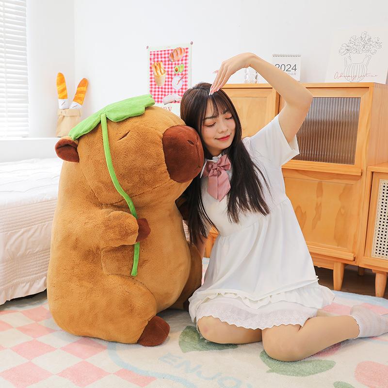 Genuine Lotus Leaf Kapibara Doll Cute Capybara Jun Plush Toy Children's Sleeping Pillow Ragdoll