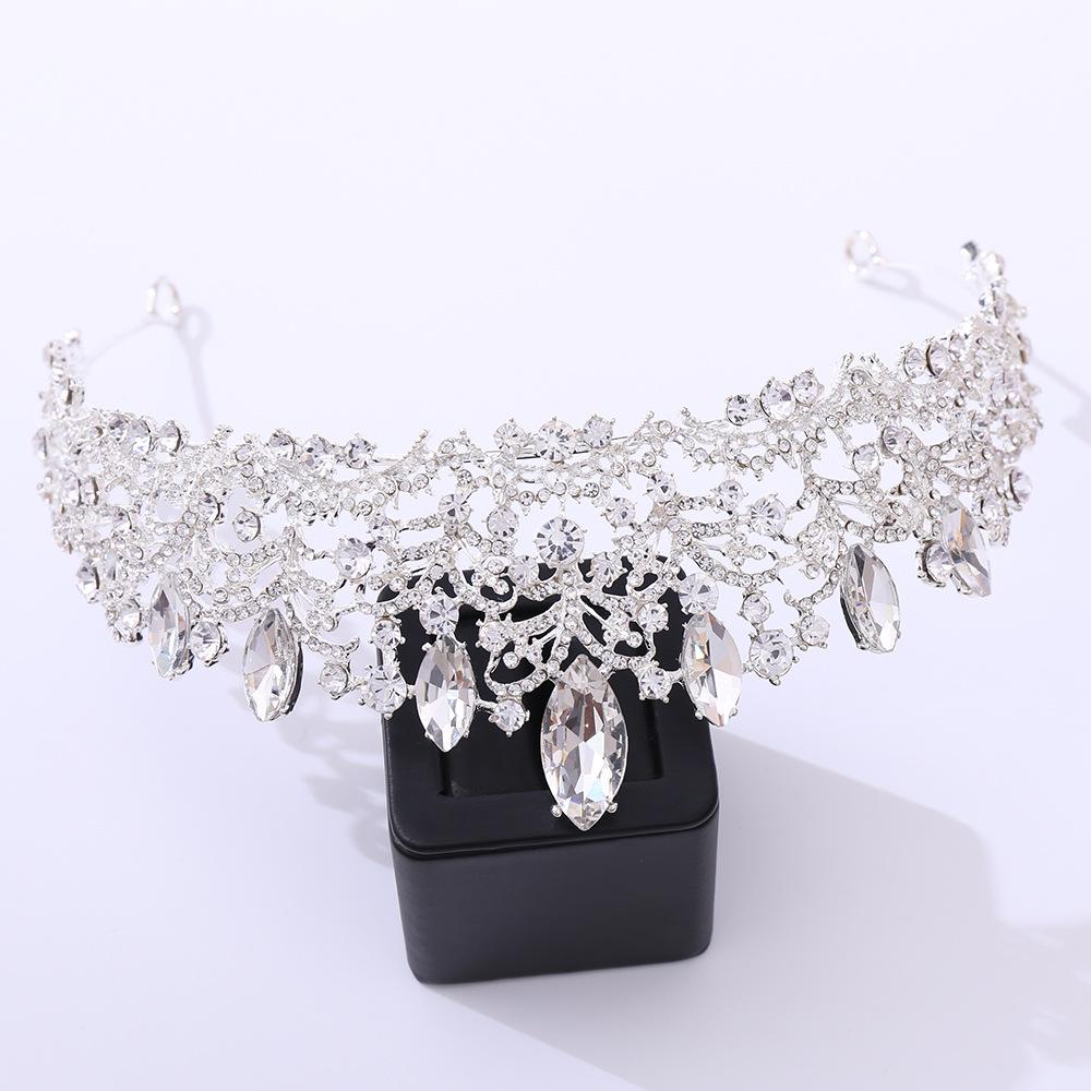 Barock Retro Rotgold Pfirsichfarben Kristall Braut Tiara Krone Strass Festzug Diadem Schleier Tiara Stirnband Hochzeit Haarschmuck