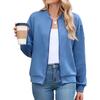 Women's Long-Sleeve Jacket Fall/Winter Solid Color Crew Neck Zipper Loose-Fit Long-Sleeve Sweatshirt Women's Baseball Jacket