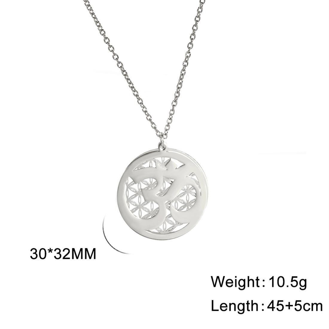 

Yoga OM Symbol Necklace Stainless Steel Flower of Life Geometric Pendant Chain Unisex 2025 Buddhist Amulet Jewelry Gifts