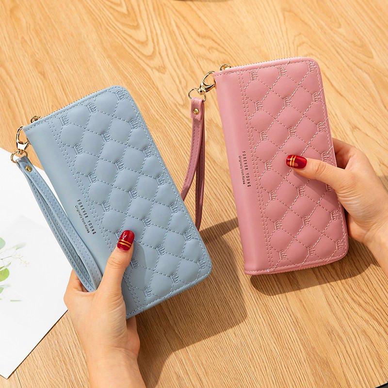 Korean Style Women's Long Zipper Wallet, Spliced Contrast Color with Tassel, Rivet Design, Large Screen Mobile Phone Holder.