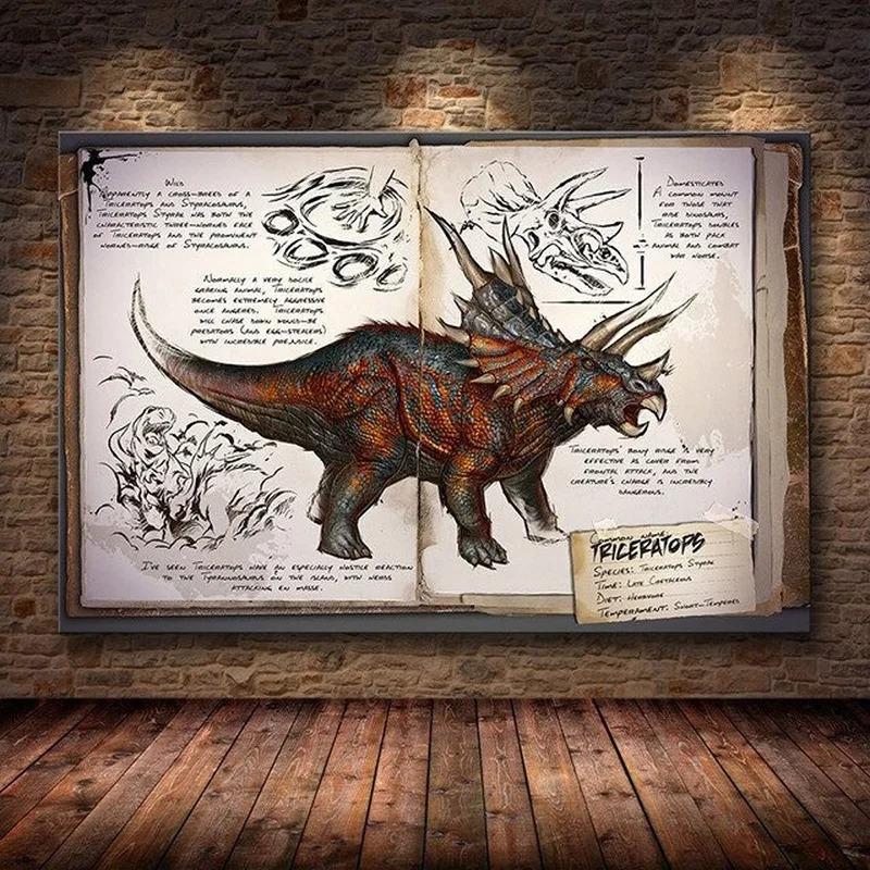 Modułowy Płócienny Ark Survival Evolved Obrazy Malarstwo Gra Survivalowa Wystrój Domu Druk Plakat Dinozaura Salon Nowoczesna Sztuka Ścienna