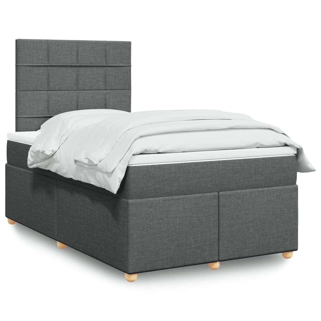 Box Spring Bed with Mattress Dark Gray 120 X 190 Cm Fabric